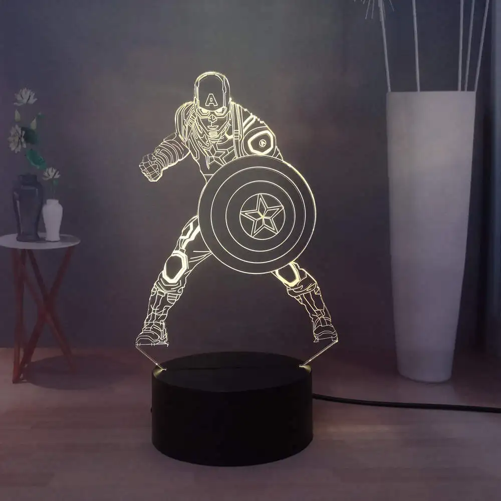 Lava 3D 7 цветов крутой герой Капитан Америка иллюзия светодиодный акриловый пульт