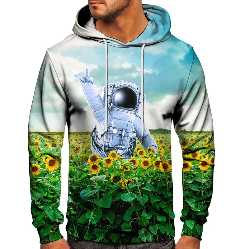 

3D Astronaut In The Sky Sweatshirt Long-Sleeved Autumn Hooded Casual Men's/Women's Hoodies Plus Size Trend Streetwear S-6XL