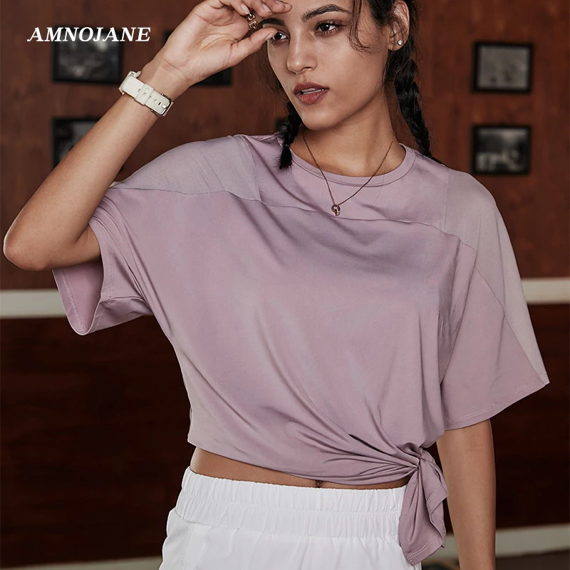 

Sport Short Sleeve Tops Gym Women Yoga Shirts Loose Breathable Exercise T-shirts Fitness Wear Mesh See-through Quick Dry Tank