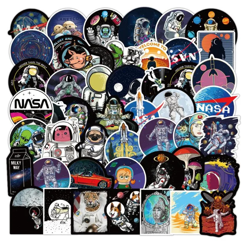

10/30/50PCS Astronaut Exploring Outer Space Cartoon Graffiti Car Trunk Guitar Computer Waterproof Decorative Stickers Wholesale