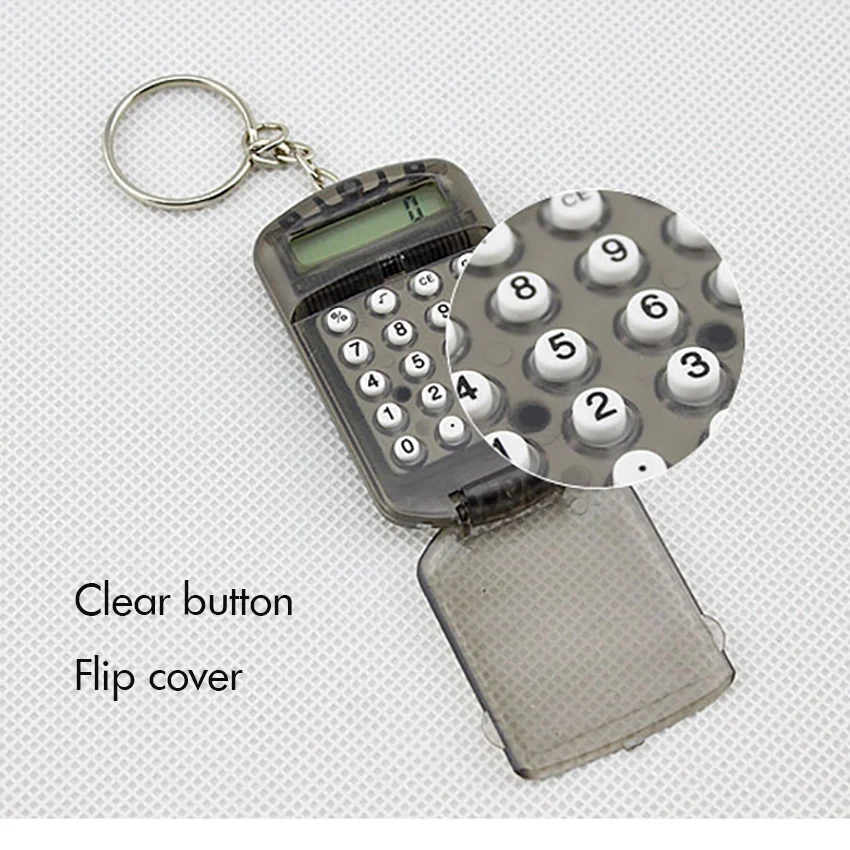 Мини калькулятор с брелоком чехол откидной крышкой портативный школьный