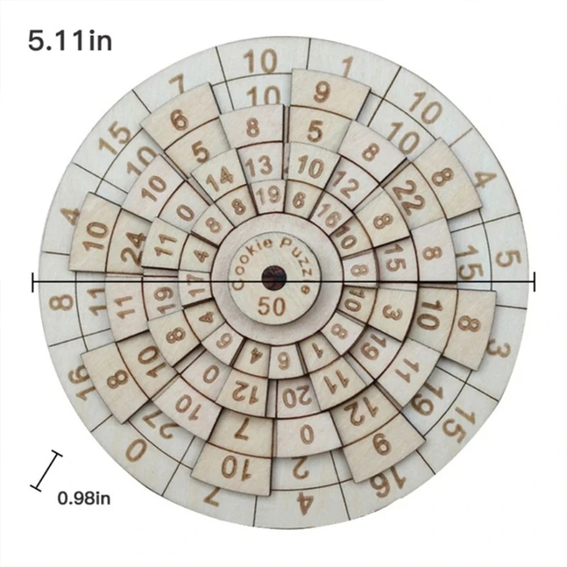 

Wooden Puzzle Toy High Difficulty Mathematical Brain Teasers Toys Intellectual Development Digital Turntable for Family Game