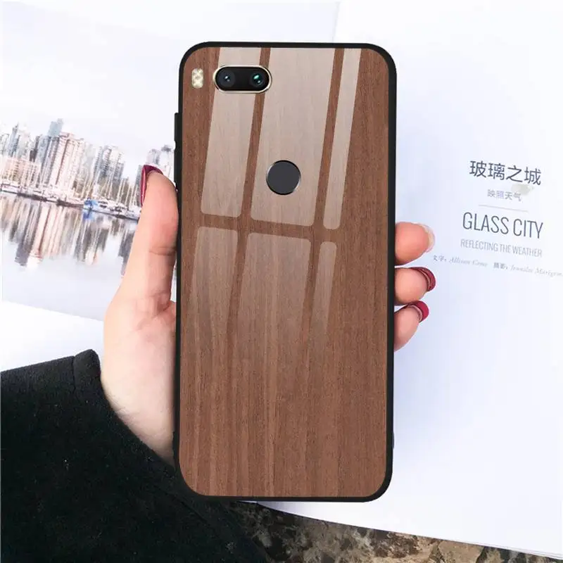 

wood Phone Case Tempered glass For xiaomi 6 8 lite se MIX2 2S Redmi 4X 5 6 6a note 4 5 6 7