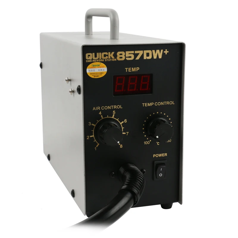 

Оригинальная паяльная станция QUICK 857DW + со светодиодным дисплеем, регулируемая паяльная станция с горячим воздухом, бессвинцовая паяльная станция для ремонта BGA, 580 Вт