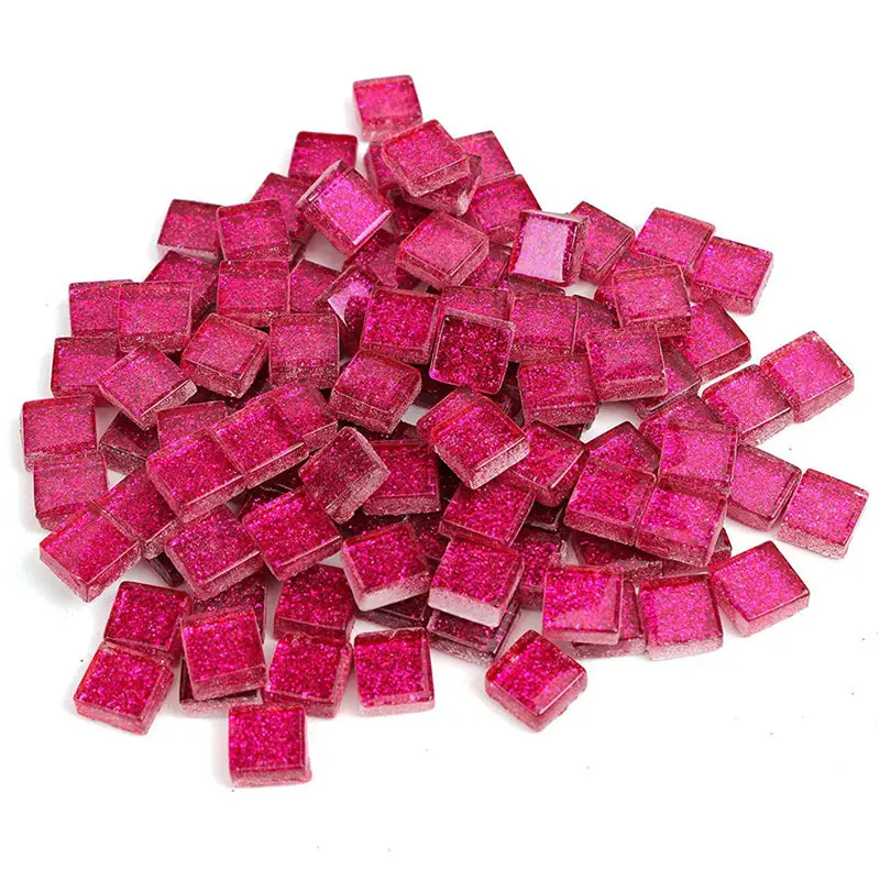 

100pcs Mix Color Glitter Glass Mosaic Stones 1*1cm Collection Art Ornament Decoration Set Gifts Stones And Minerals