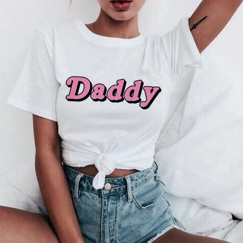 Женская футболка Yes Daddy Ullzang Футболка женская сатана Is My Sugar 90s летние топы
