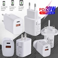 pd 20w usb type c charger eu adapter fast phone charge for iphone 12 11 pro max x xs xr 7 8 airpods huawei xiaomi samsung qc3 0