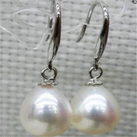 11 12mm white baroque south sea pearl earrings 14k irregular noble accessories classic diy jewelry aaaa