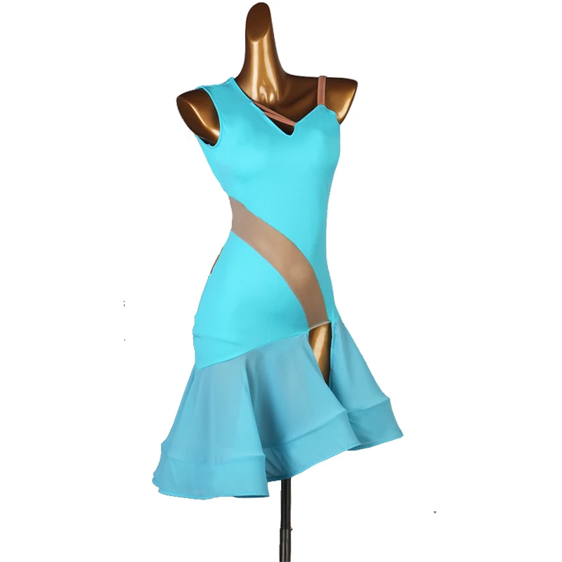 Latin Dance Costume Women New Dress Sexy Summer Lake Blue Competition Dancewear Stage Outfit Club 1486 | Тематическая одежда и