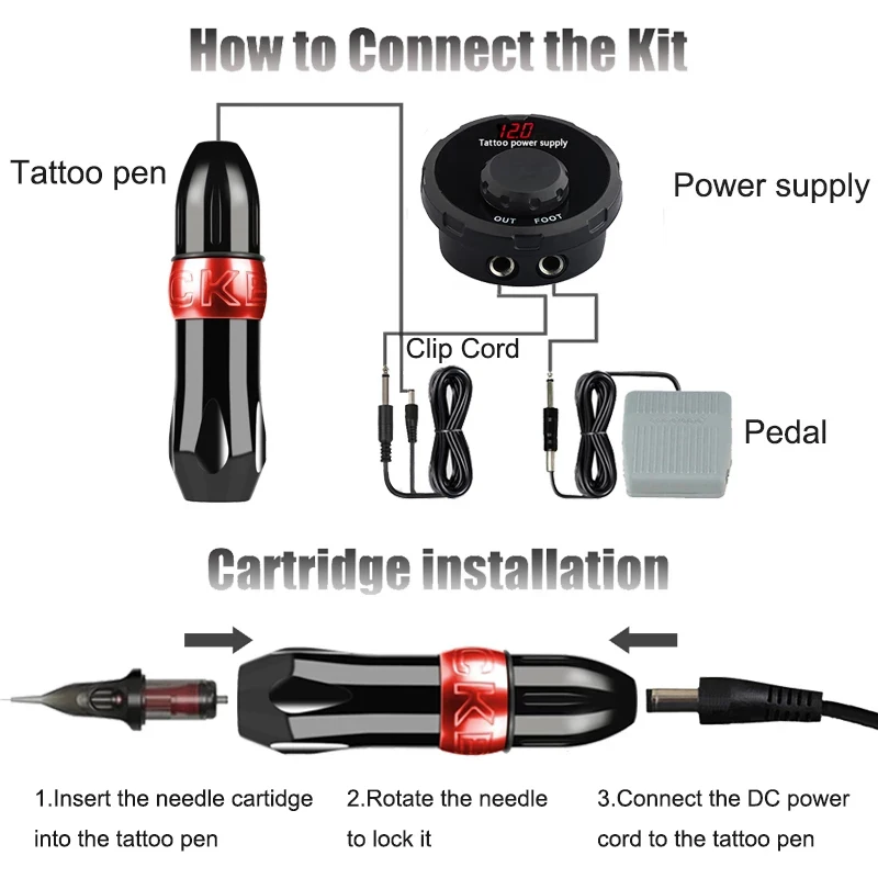 Полный комплект машины для татуировки ЖК дисплей Мощность езды на велосипеде с