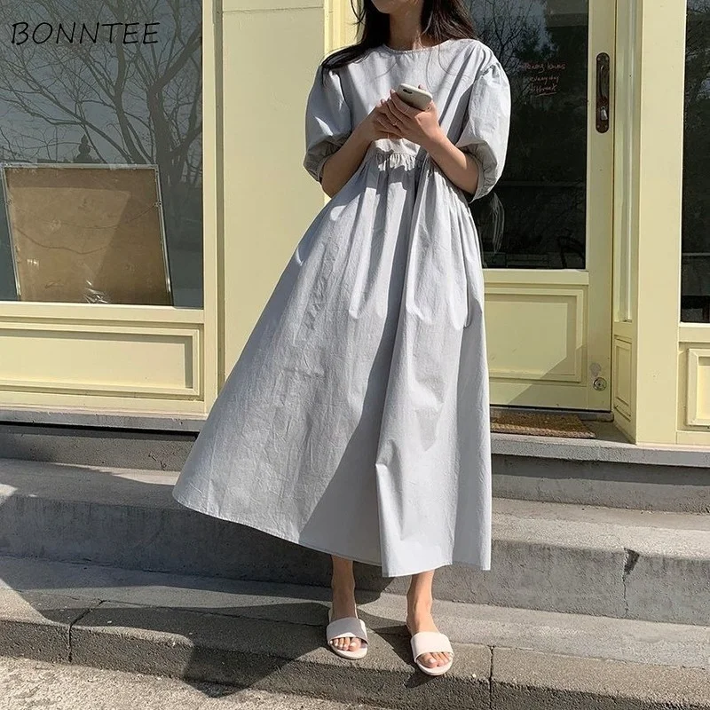 Платье для женщин с эластичной резинкой на талии свободные 3 Цвета простая