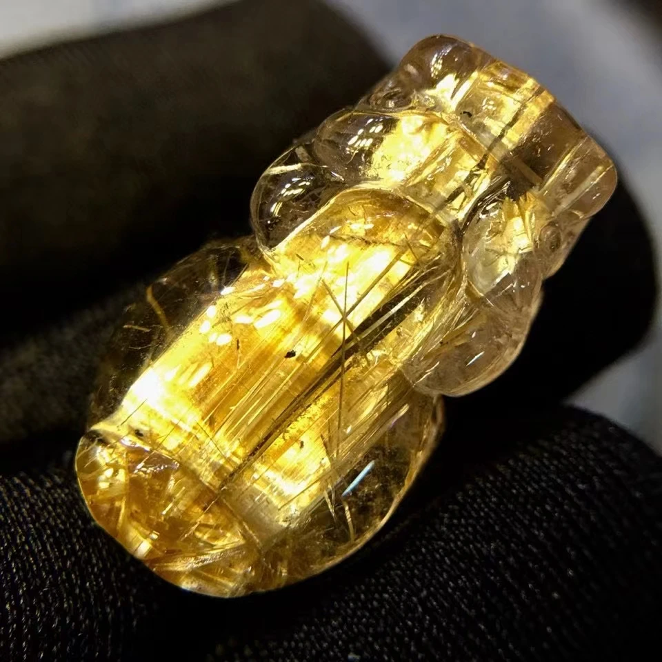 Verkauf Echte Natürliche Gold Rutilquarz Pi Xiu Geschnitzte Anhänger Edelstein 22.9*13.1*10,1mm Kristall Halskette AAAAA