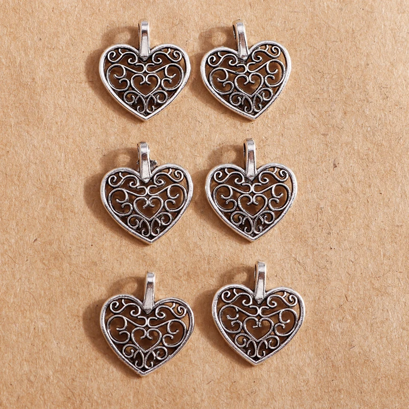 

30pcs 15*16mm Alloy Hollow Hearts Pendant Charms for Bracelets Necklace Fashion Jewelry Finding DIY Handmade Crafts
