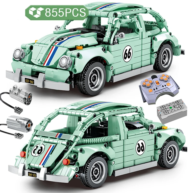 Moc High-tech Beetle классический автомобиль строительные блоки вернуть мощность функция
