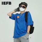 Мужская одежда IEFB, Новинка лета 2021, свободная футболка с круглым вырезом и коротким рукавом, модная простая повседневная синяя футболка большого размера, футболки 9Y6555