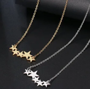 

2021 New Stainless Steel Necklace for Women Lover's Rose Gold Color Pentacle Pentagram Pendant Necklace Engagement Jewelry