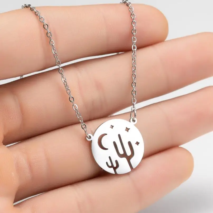 

Multiple Stainless Steel Necklaces for Women Girl Fashion Geometric Moon Star Flower Necklace Design Animal Jewelry Bijoux Gift