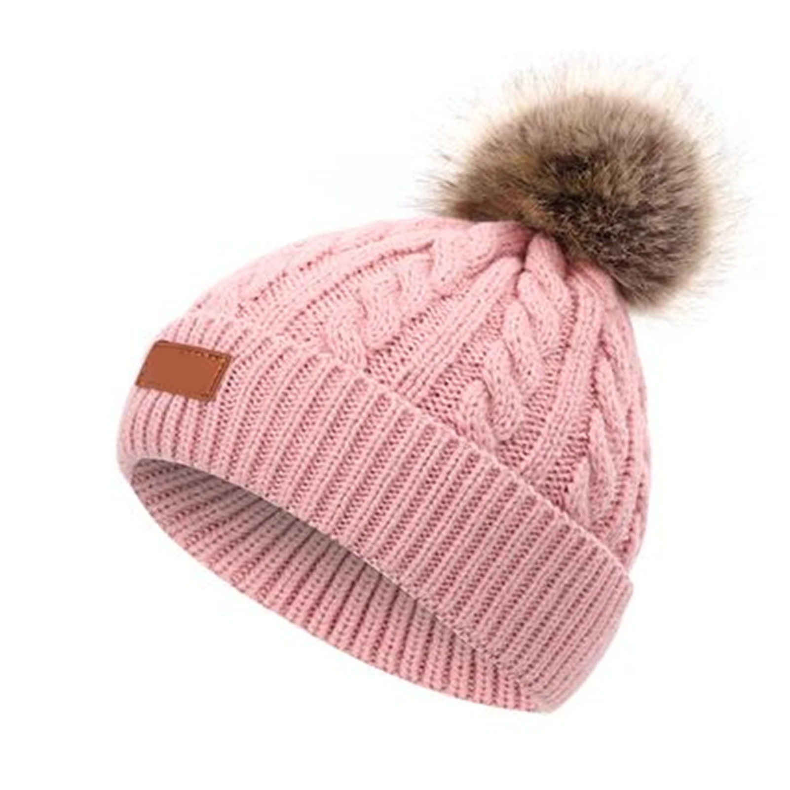 

Fashion Baby Unisex Autumn Winter Knitted Pompom Beanie Cap Warm Thicken Hats