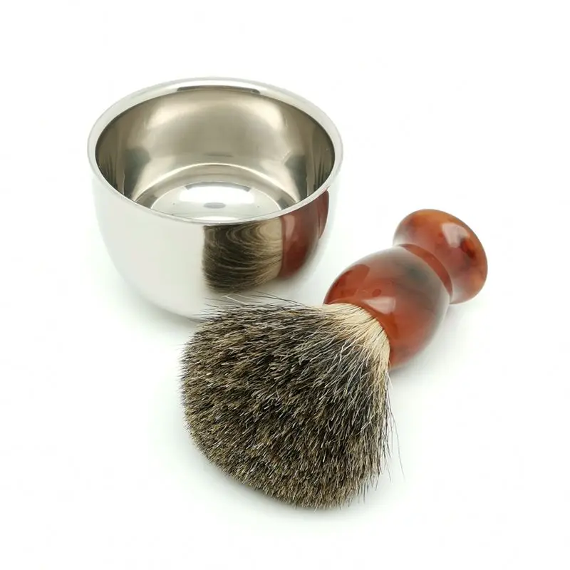 TEYO Pure Badger Hair Shaving Brush and Shaving Bowl Set Perfect for Shave Cream Double Edge Razor