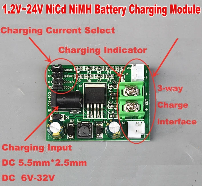 1Pc New 1.2~24V 2.4 3.6 12V Ni-Cd Ni-MH NiCd Batteries Charger Module Charging Board Measurement Analysis Parts | Электроника