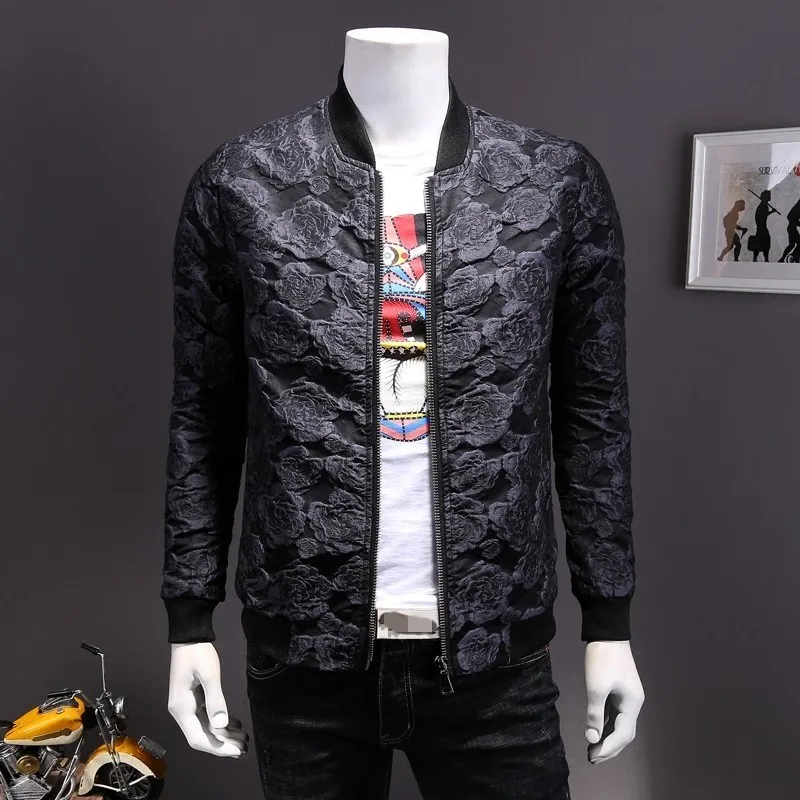 Дизайнерская Новая Осенняя мужская бейсбольная куртка с цветочным принтом и