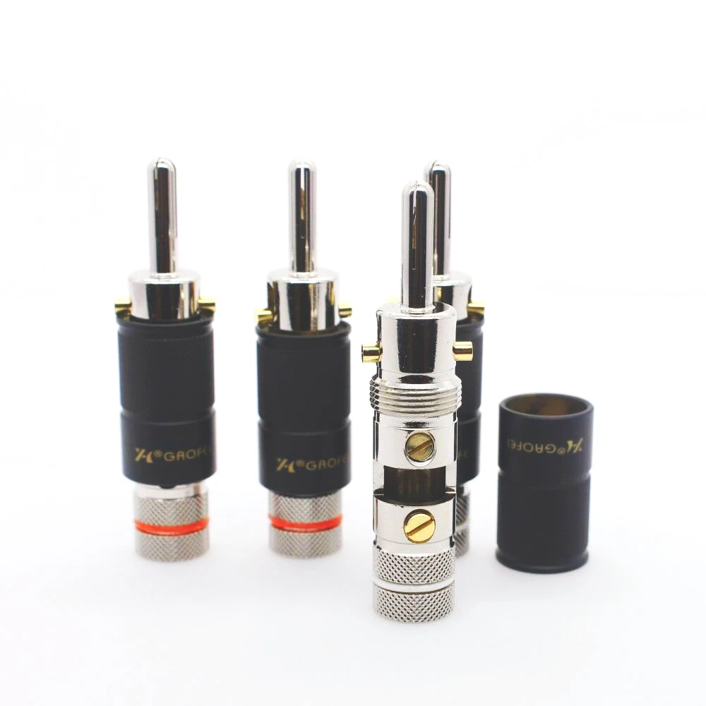 Gaofei RHO019B Rhodium Plated Speaker Cable Banana Terminal Plug Connector 4pc | Электроника