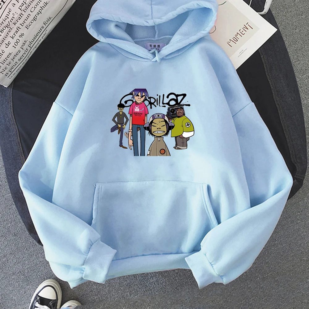 Худи Gorillaz однотонное с принтом музыкальная рок-группа для мужчин и женщин