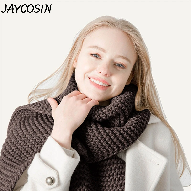 Unisex Scarf Coarse Woollen Handmade Solid Color Ladies Fashion Winter Keep Warm Thickened Knit foulard femme a21 |