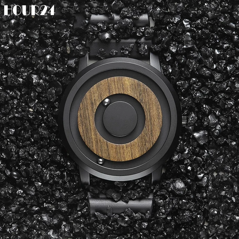 Minimalist Novelty Wood Dial Men s Watch Scaleless Magnetic Watches For Men Women Belt Natural Forest Fashion Couple Wristwatch