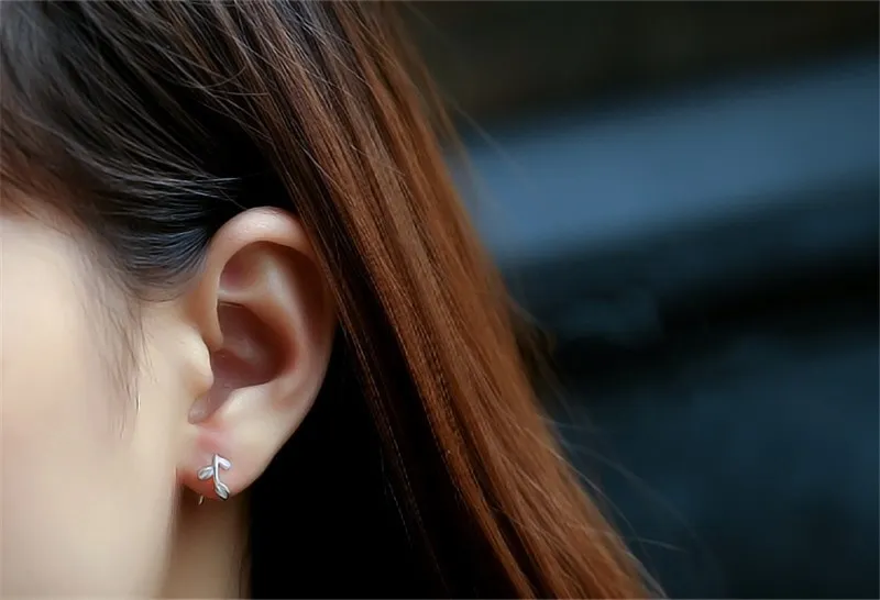 

925 Sterling Silver Stud Earring Leaf Earrings For Women Wedding Gift Sterling-silver-jewelry Pendientes Mujer