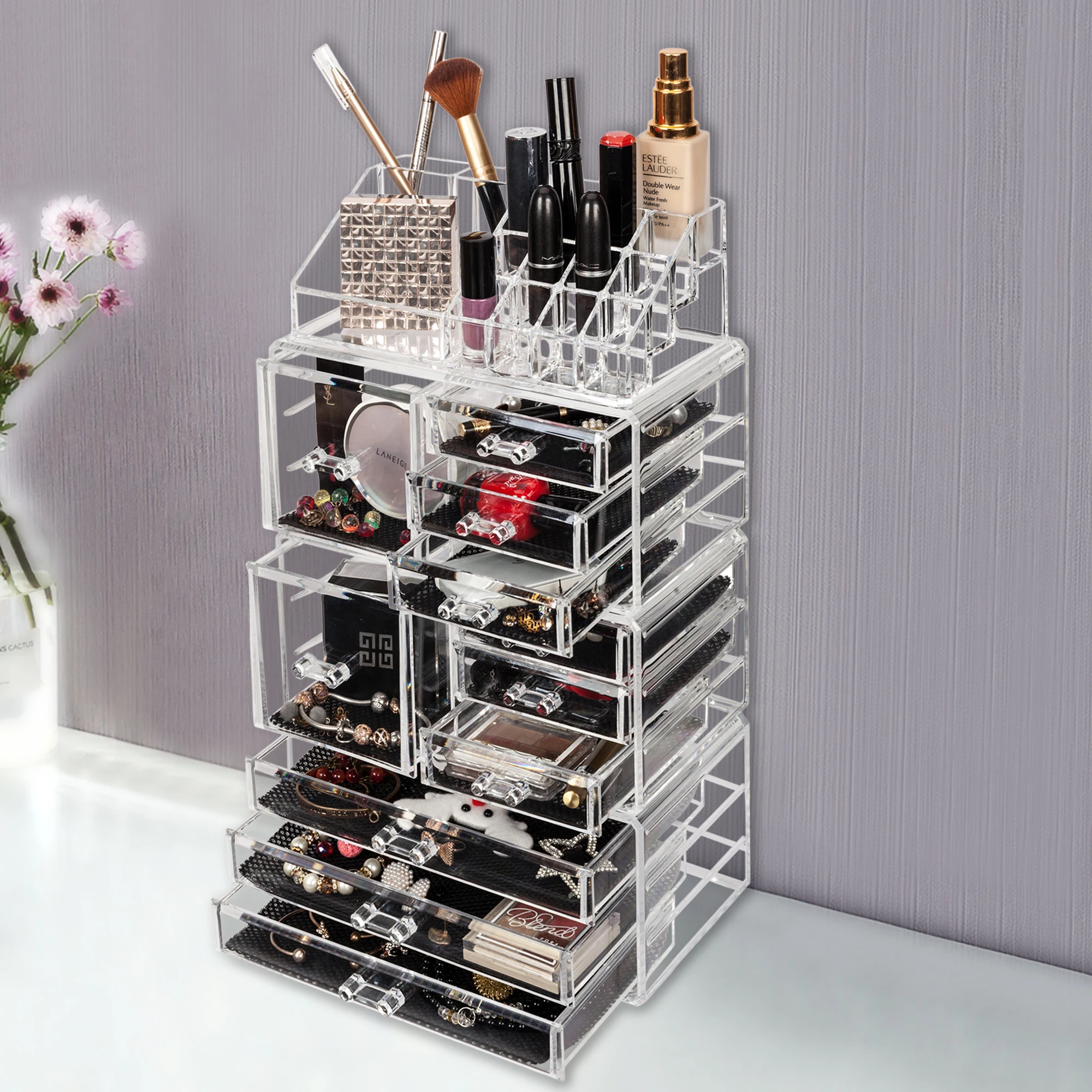 

US WarehouseSF-1122-10 4Pcs / Set Plastic Cosmetics Storage Rack Transparent