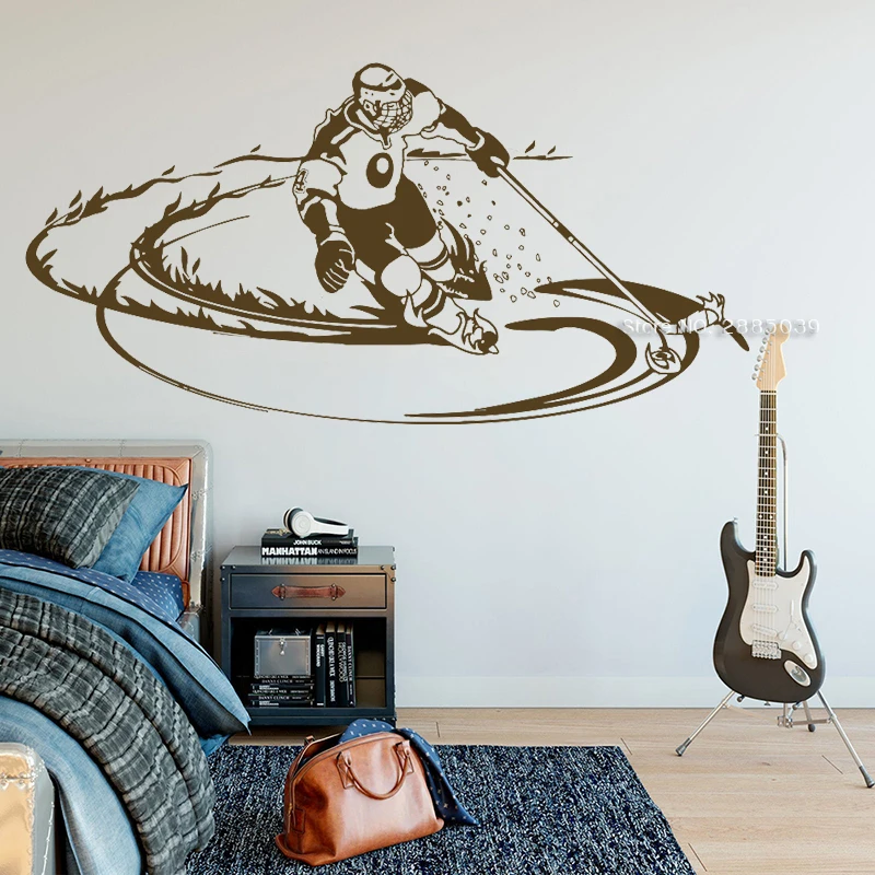 Hockey Winter Sport Decals Cool Wall Vinyl Decal Decor Ice Sticker For Kids Room Poster Home Decoration LC1447 | Дом и сад