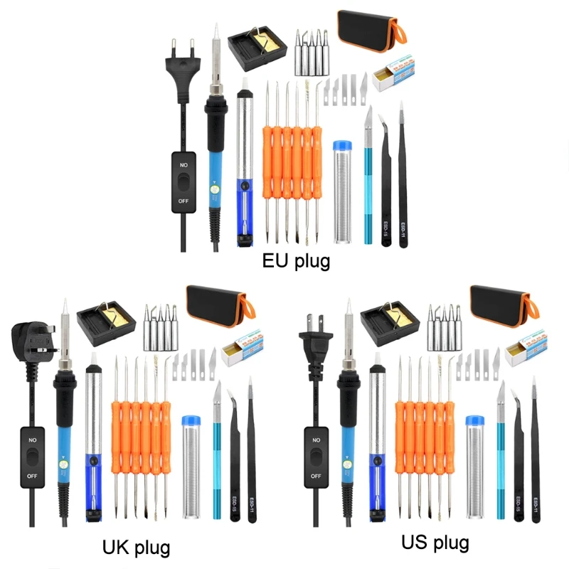 

60W Adjustable Temperature Soldering Iron Kit Electronics Welding Tool Lead-Free Solder Wire, Used for DIY Welding