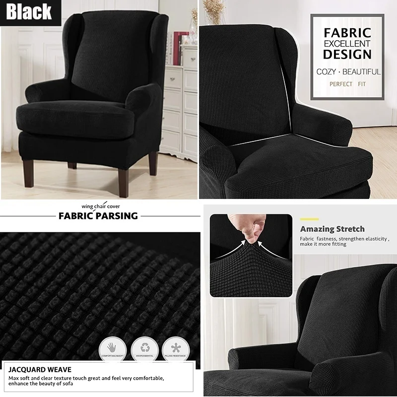Spandex Wing Chair Slipcover Universal Arm Wingback Cover Furniture Protector Stretch Sofa Slipcovers For Living Room | Дом и сад