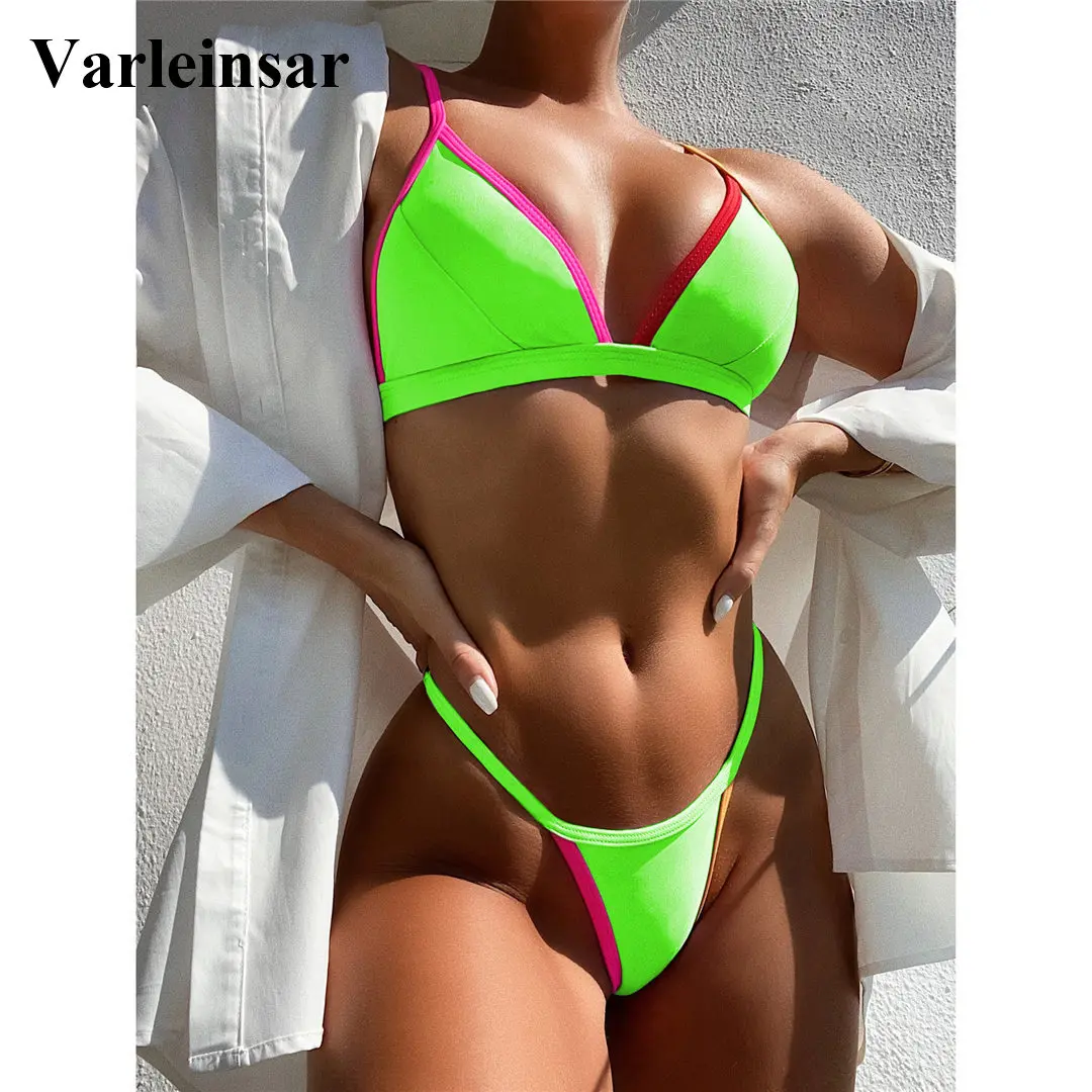 2021 неоново-зеленое бикини Женская купальная одежда женский купальный костюм