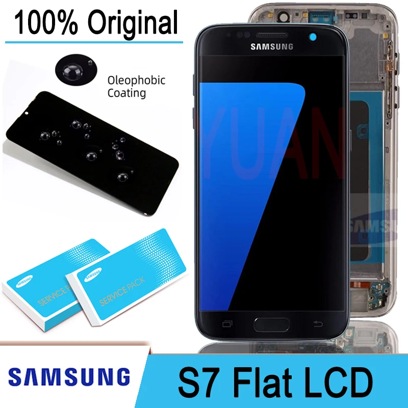 ЖК дисплей Super AMOLED 5 1 дюйма с сенсорным экраном дигитайзер в сборе для Samsung Galaxy S7 Flat