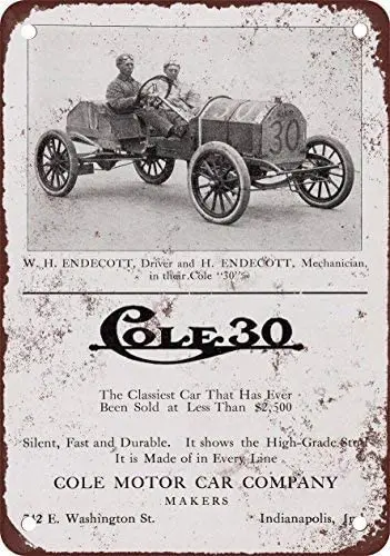 

1909 Cole Motor Cars Vintage Look Reproduction Metal Tin Sign 8 x 12 Inches Vintage Aluminum Retro Metal Sign
