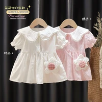 2021 new fashion baby girls dress doll collar sweet flower princess birthday party dress summer newborn infant kids clothing