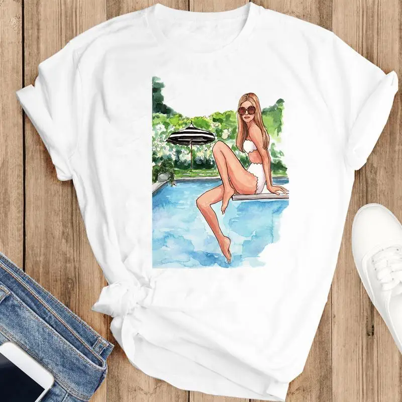 

Женская летняя футболка с коротким рукавом и принтом, в стиле 90-х