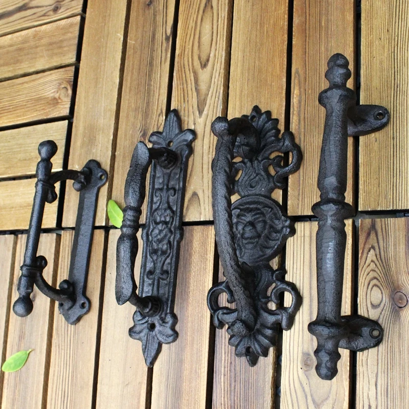 

Чугунные дверные ручки в европейском стиле ретро для сада, патио, искусство, украшение для дома, настенное украшение, дверная ручка, аксессу...