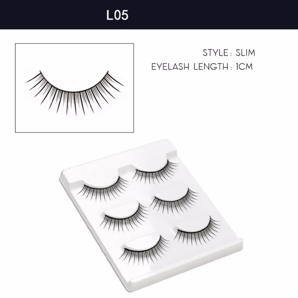 

3 Pairs Handmade Fiber Eyelashes Winged Eyelashes Eyes Makeup Natural Long Thick False Lashes Eyelash For Extension