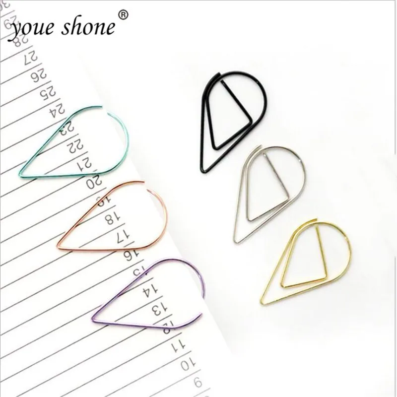 

30Pcs Cute Drop Shape Metal Bookmark Paper Clip Office Supplies Decorative Paper Clip Retail Wholesale Youe shone