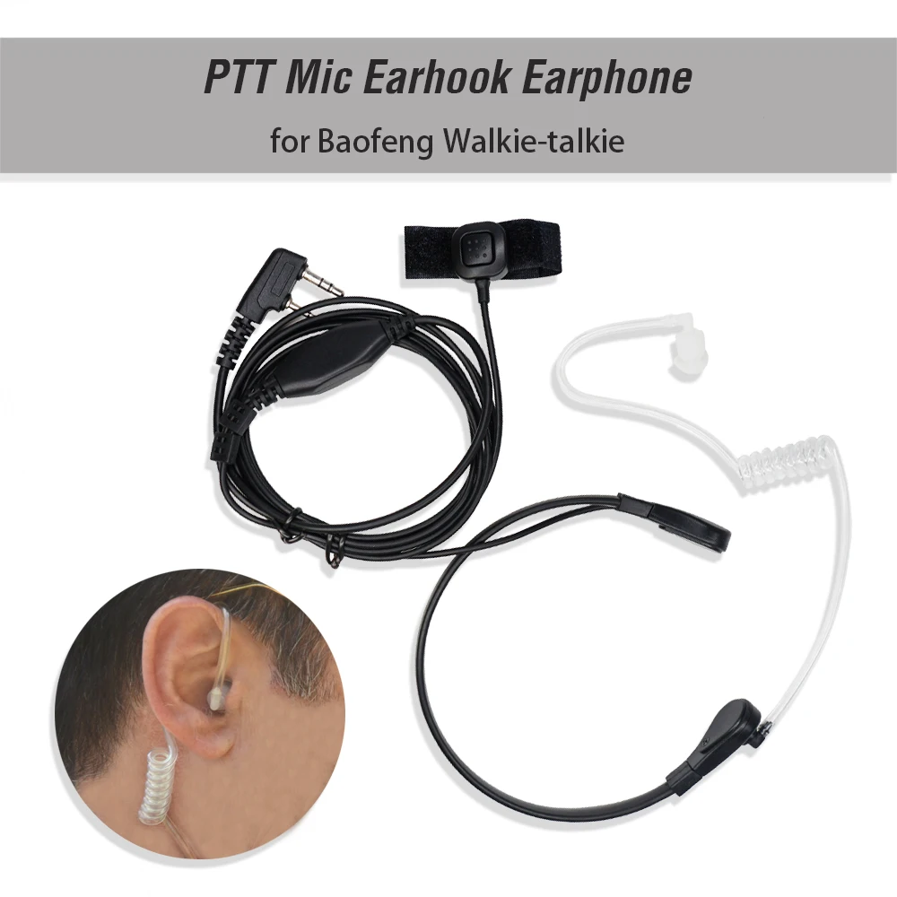 Baofeng Air Acoustic Tube наушник 2 Pin PTT K Port горла прозрачная Гарнитура Walkie Talkie наушники для