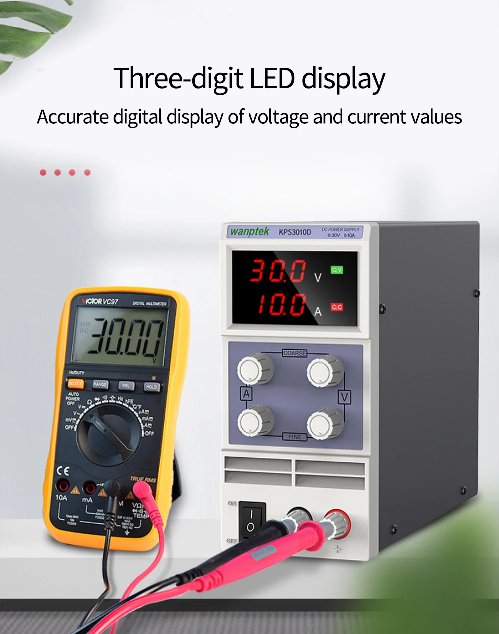 СВЕТОДИОДНЫЙ Цифровой Регулируемый источник питания постоянного тока KPS3010D 0 ~ 30 в