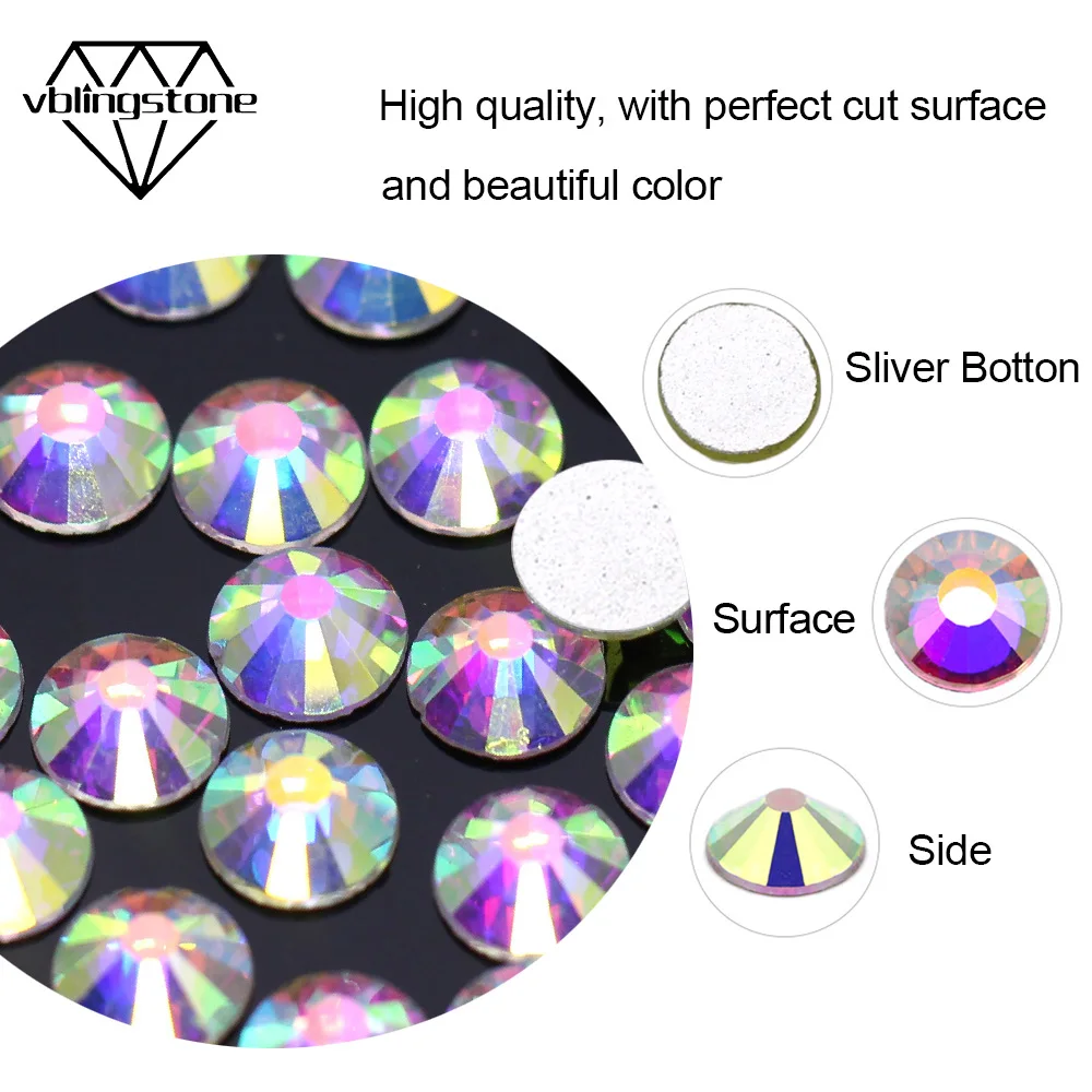 Стразы разных размеров с плоской задней стороной стеклянные приложения для