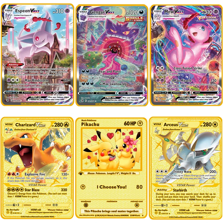 

Аниме Пикачу металлические карты Покемон карты Eevee Charizard Evolution боевая игра коллекция игральные карты рождественские детские игрушки подаро...