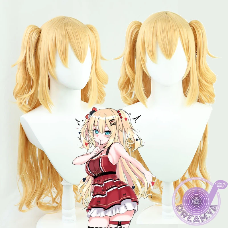 

Akai Haato Cosplay Wig Blonde Yellow Wavy Long 80cm Youtuber Lolita Synthetic Hair Halloween Party Carnival Role Play + Wig Cap