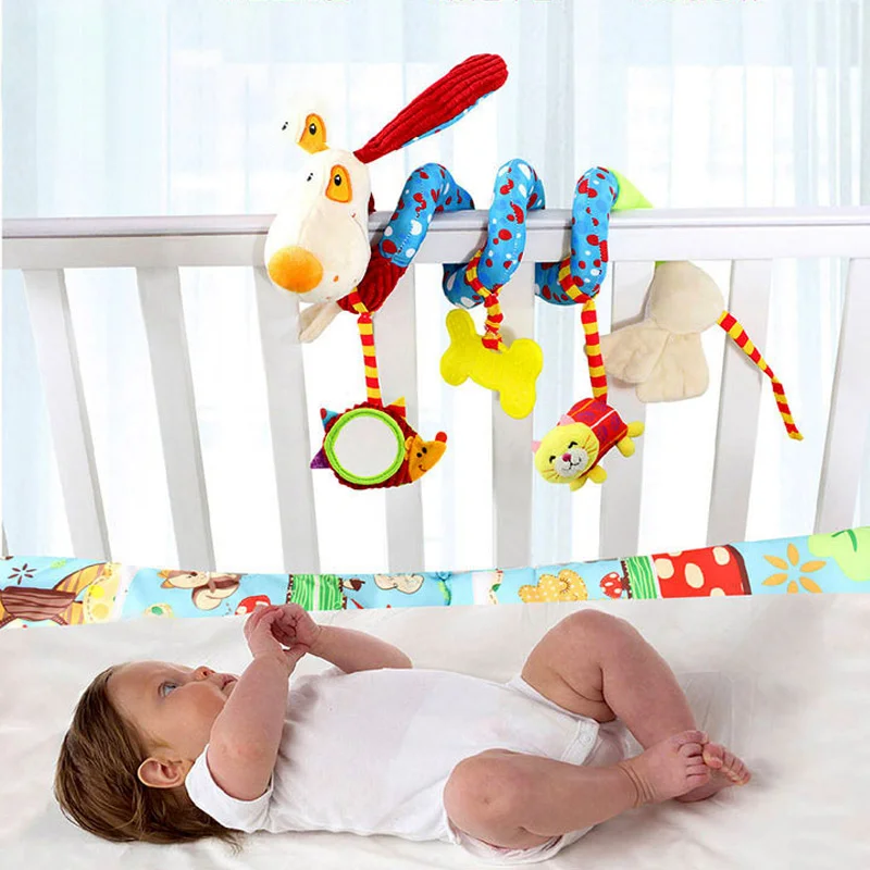 

Детская плюшевая погремушка, подвесной мобиль на спирали, для новорожденных 0-12 месяцев, подарок в виде животного, счастливая обезьяна