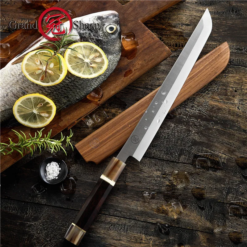 Японский кухонный нож Grandsharp премиум класса поварской сакимару сталь 8cr18mov для