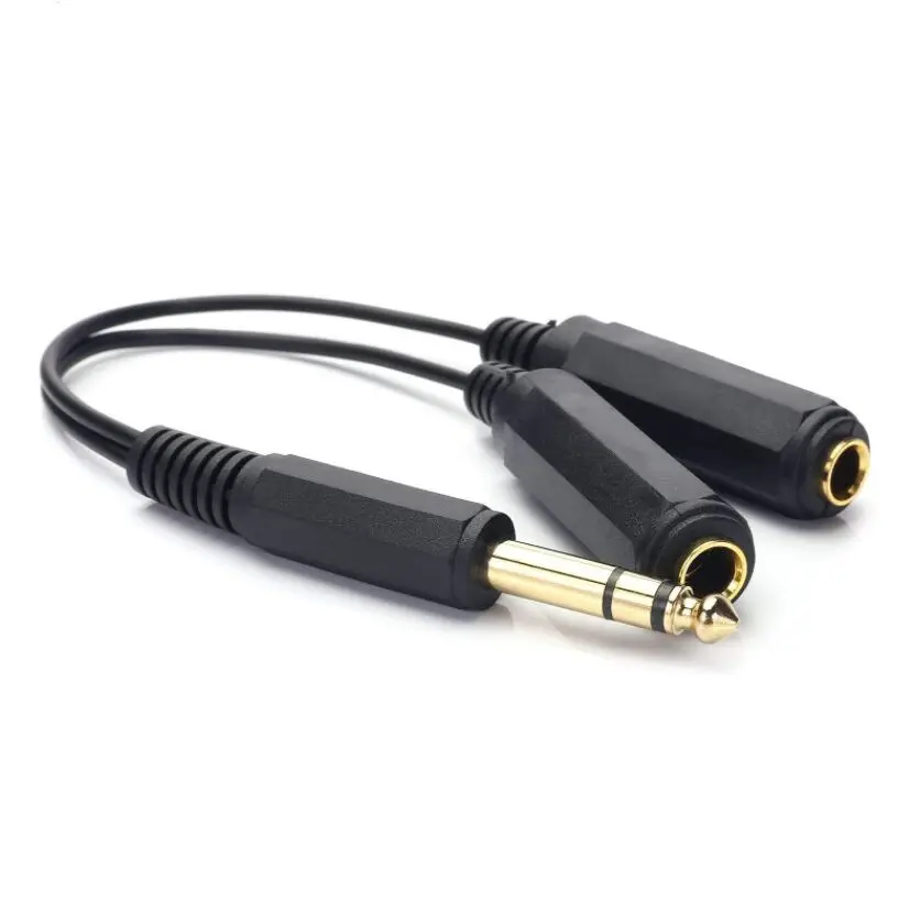 

6.35mm ( 1/4" ) Stereo Male to dual 6.35 Female Y Splitter Adapter Cable 6.5mm to 6.5 mm Audio cable for Guitar Mixer Amplifier